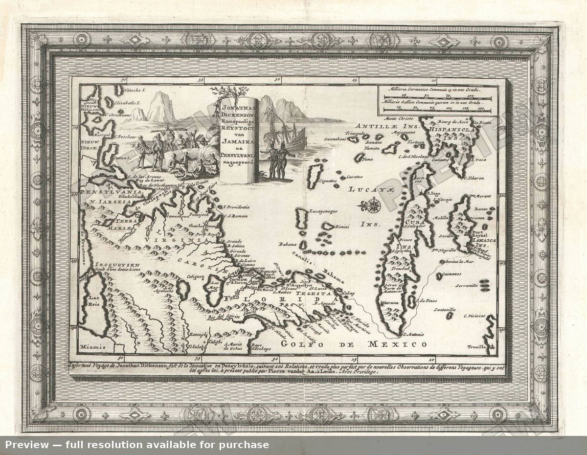 Antique map: Reystogt Jamaika, 1707, 1707