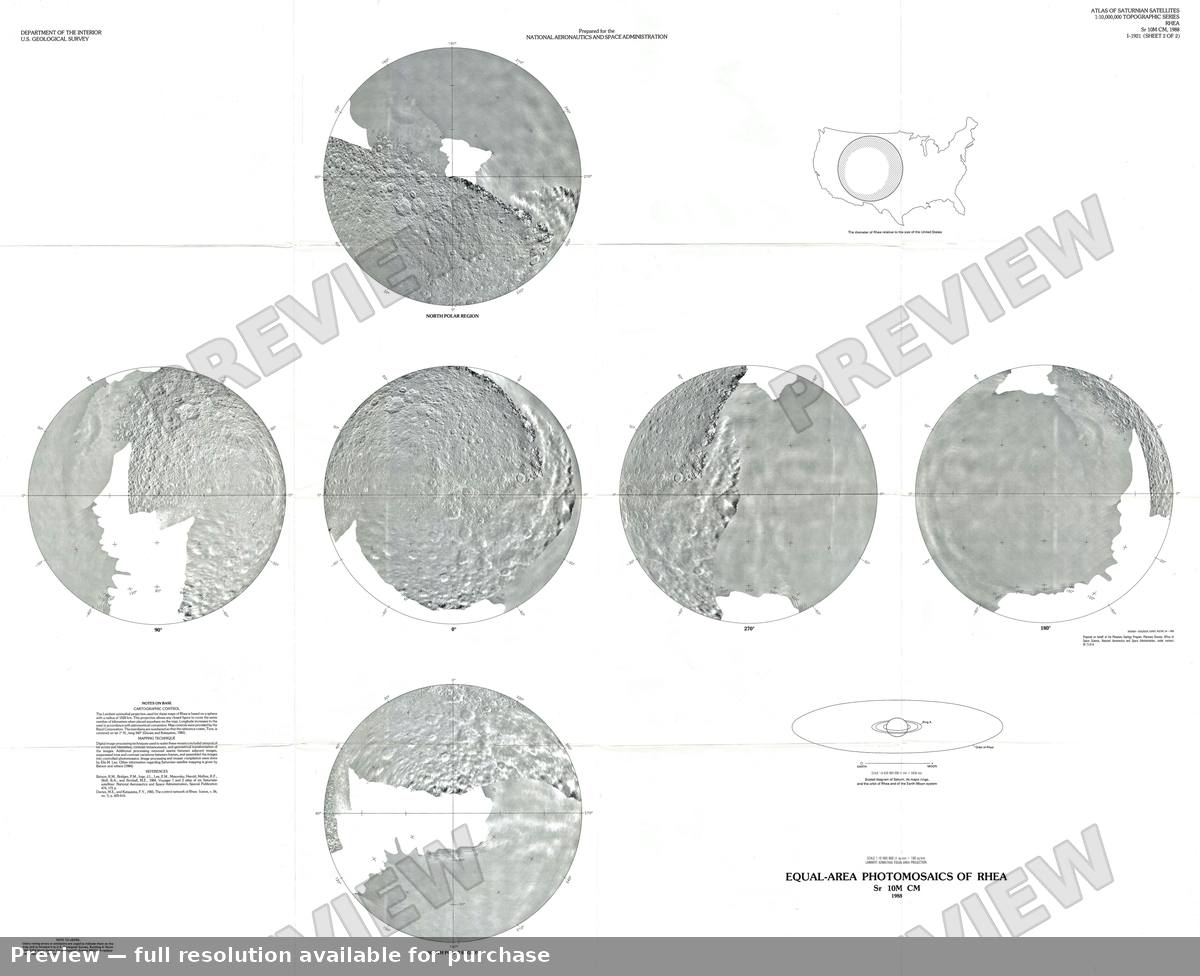 Antique map: Rhea Photomosaics, 1988