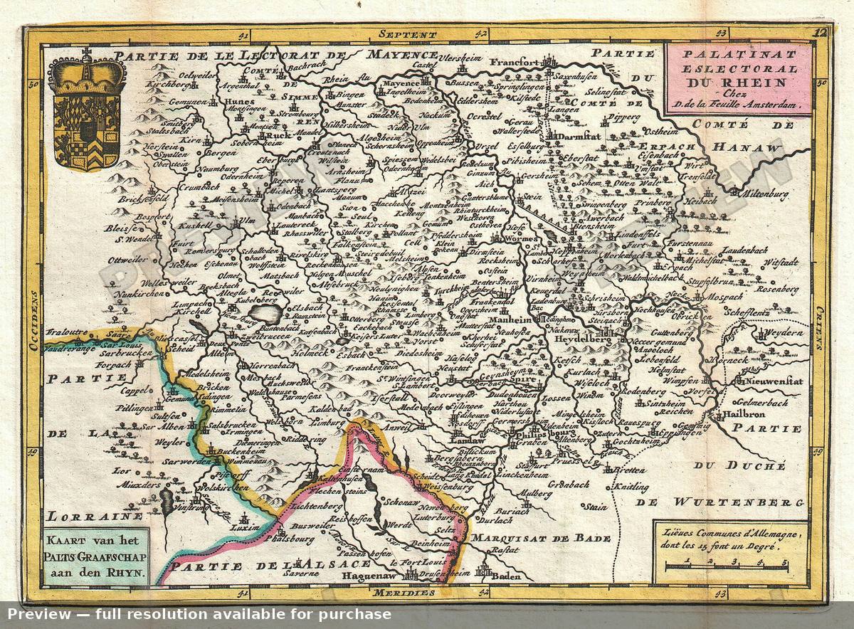 Antique map: Rhein, 1747