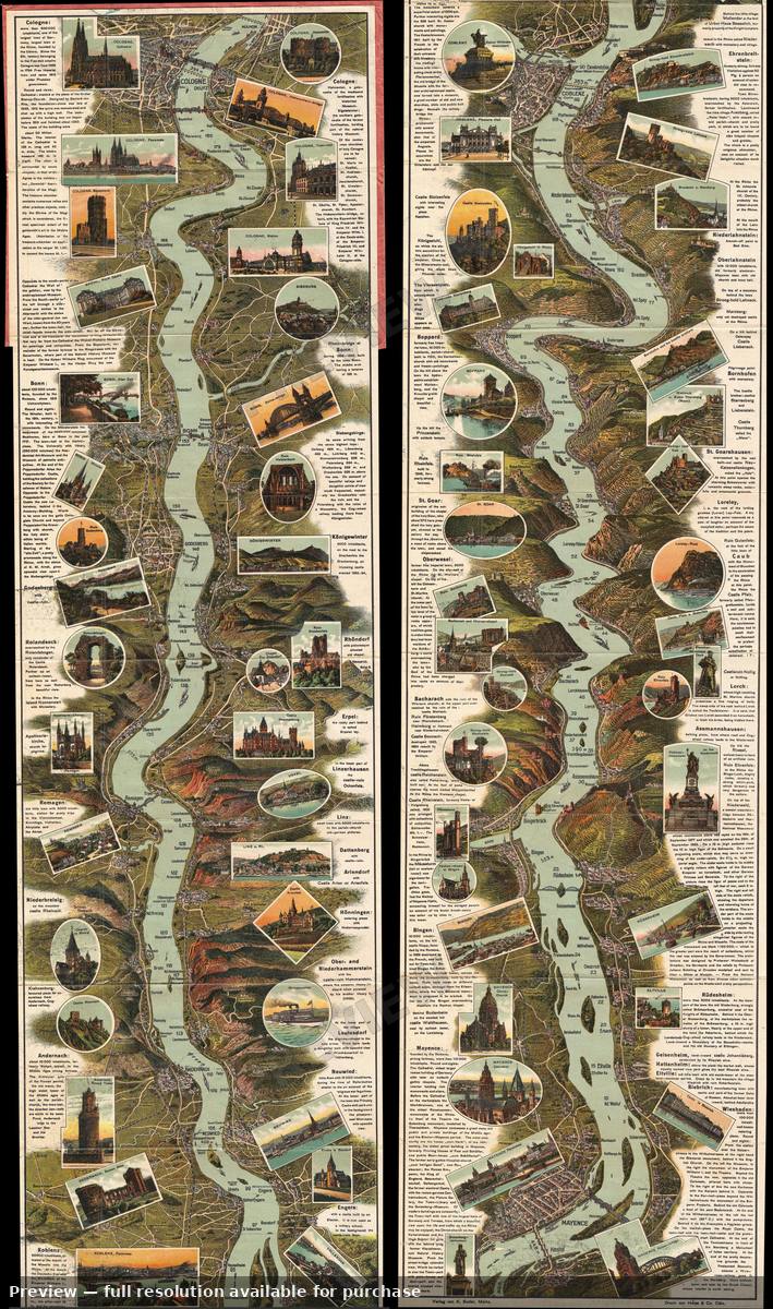 Antique map: Rhine, 1925, 1925