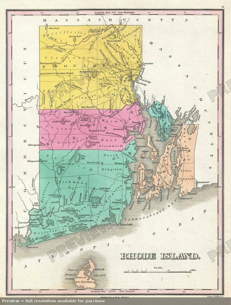 Antique map: Rhode Island, 1828, 1828