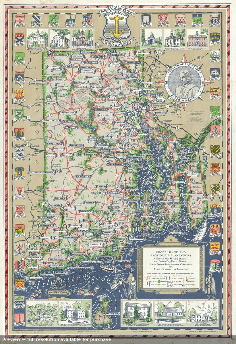 Antique map: Rhode Island Providence, 1936