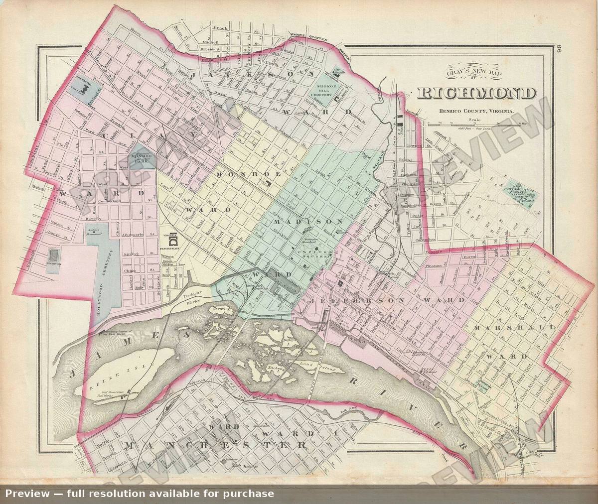 Antique map: Richmond, 1878, 1878