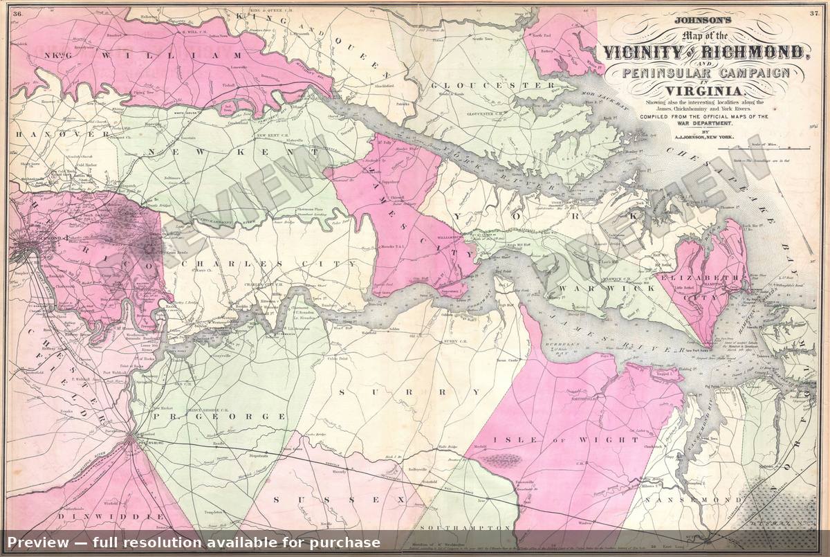 Antique map: Richmond, 1862, 1862