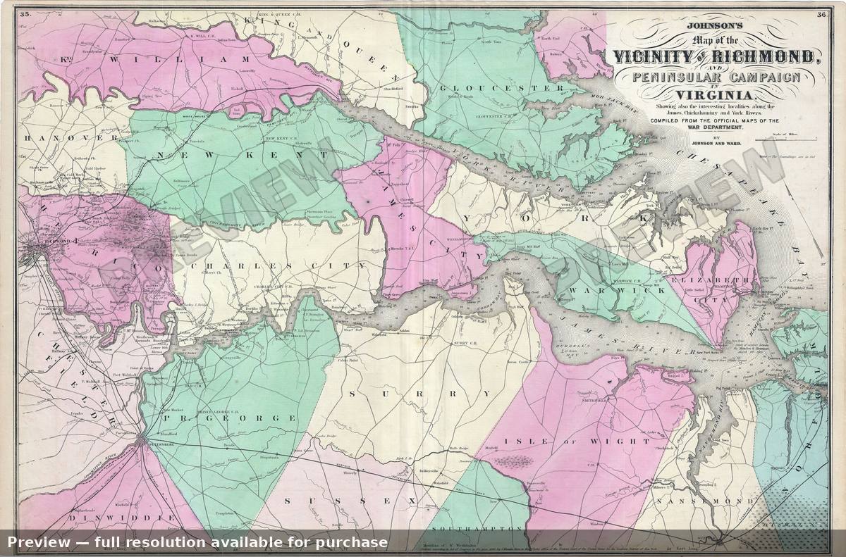 Antique map: Richmond, 1862, 1862