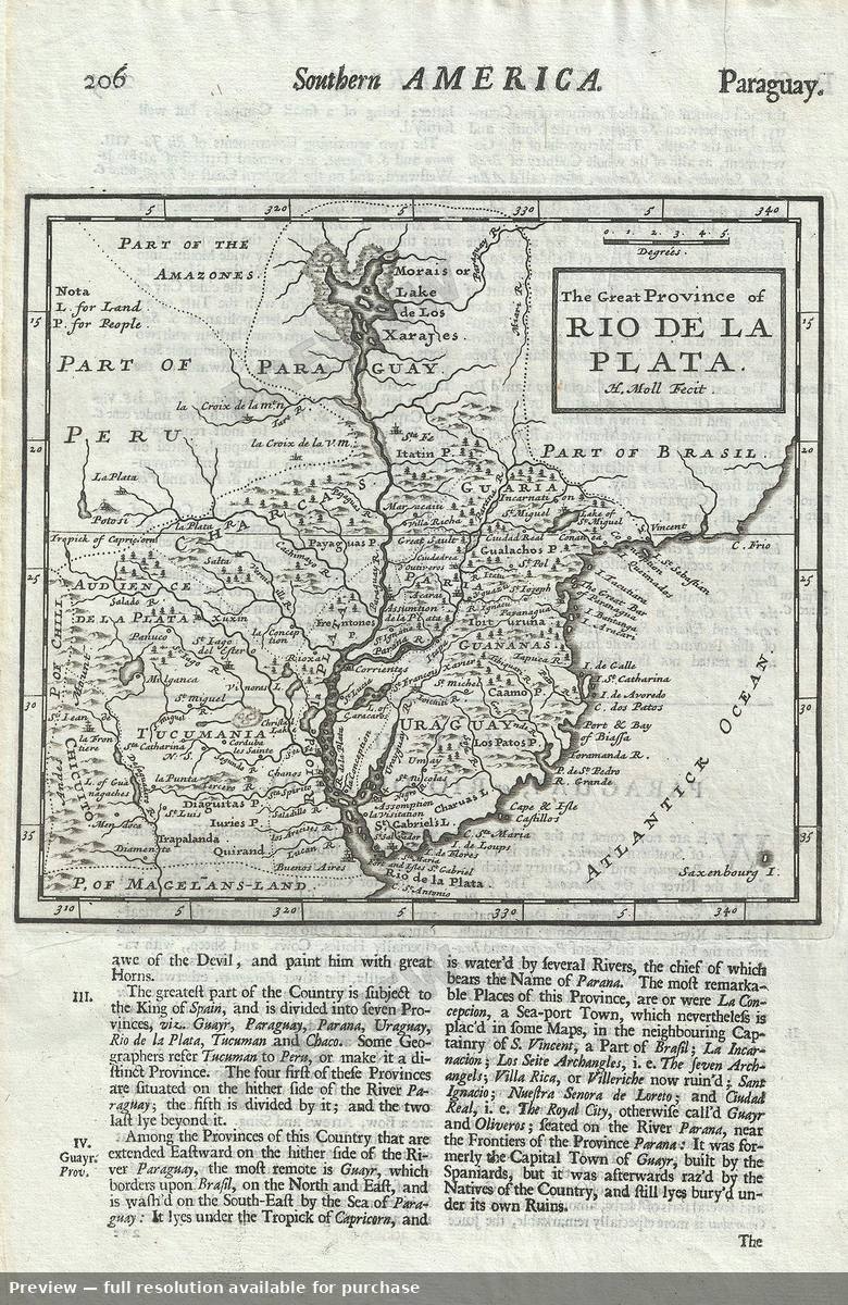 Antique map: Rio De La Plata, 1701, 1701