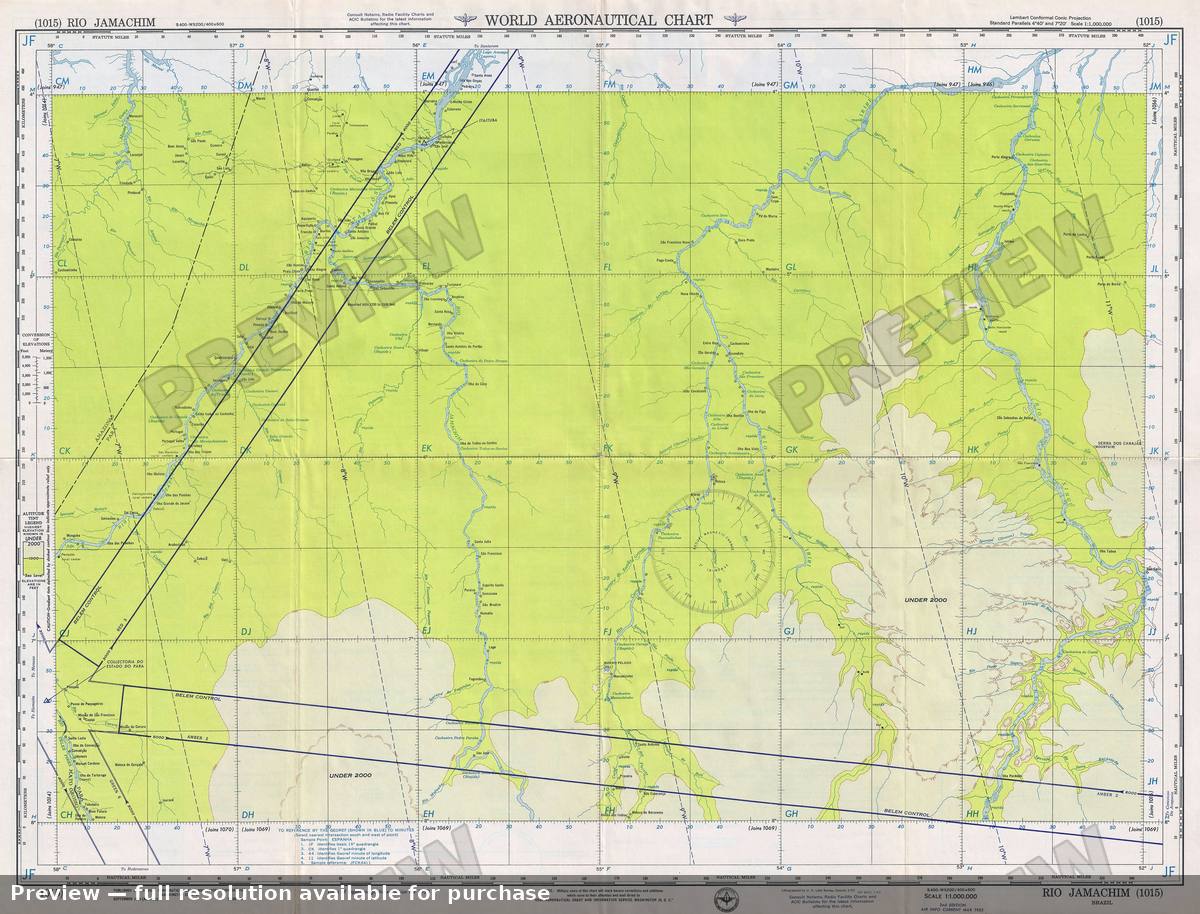 Antique map: Rio Jamachim, 1953