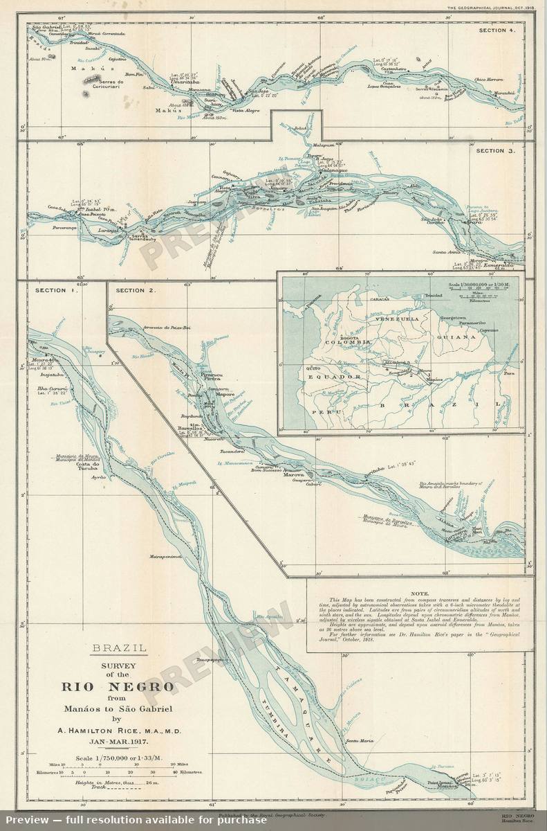 Antique map: Rio Negro, 1917, 1917