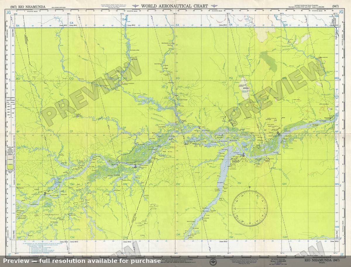 Antique map: Rio Nhamunda, 1954, 1954