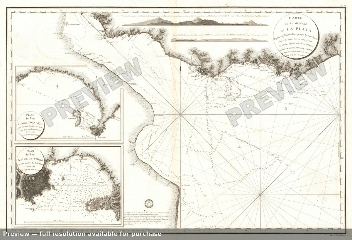 Antique map: Riodela Plata, 1800, 1800