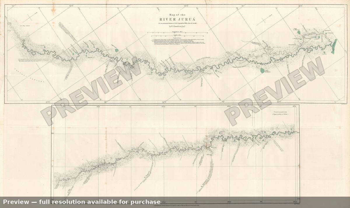 Antique map: River Jurua, 1869