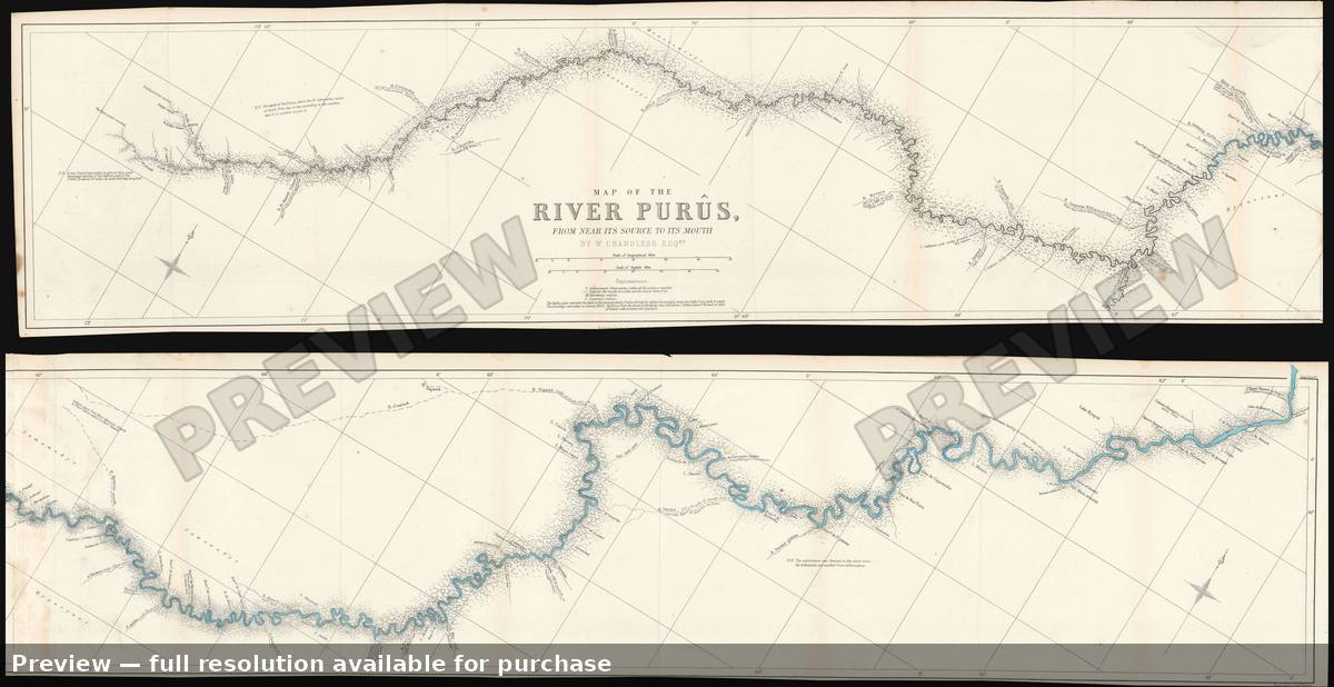Antique map: River Purus, 1866, 1866