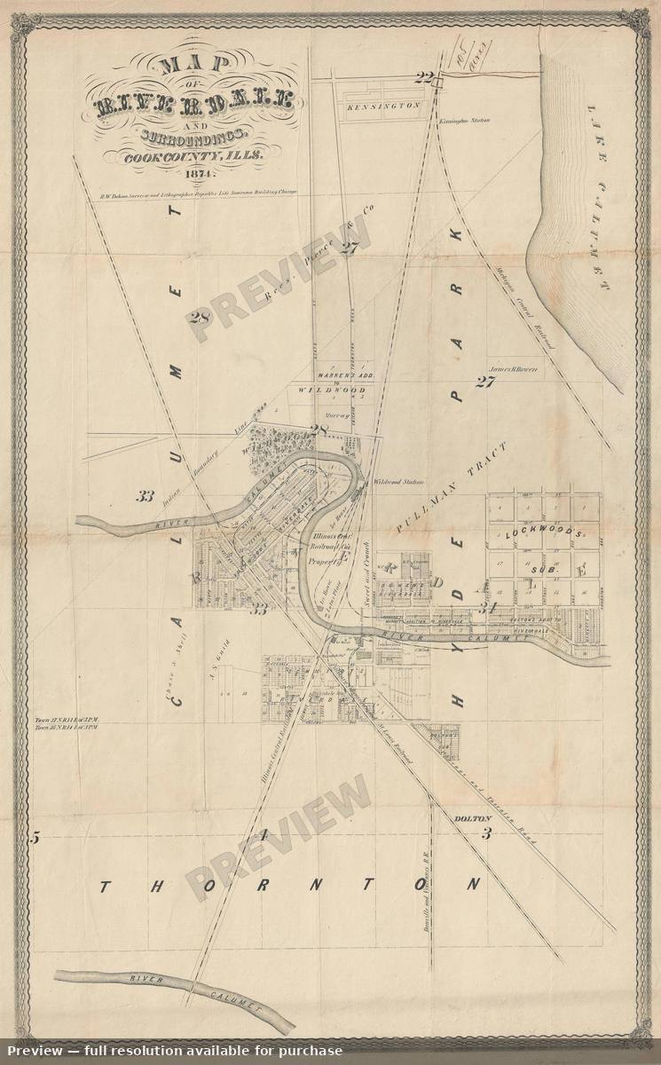 Antique map: Riverdale Chicago, 1874, 1874