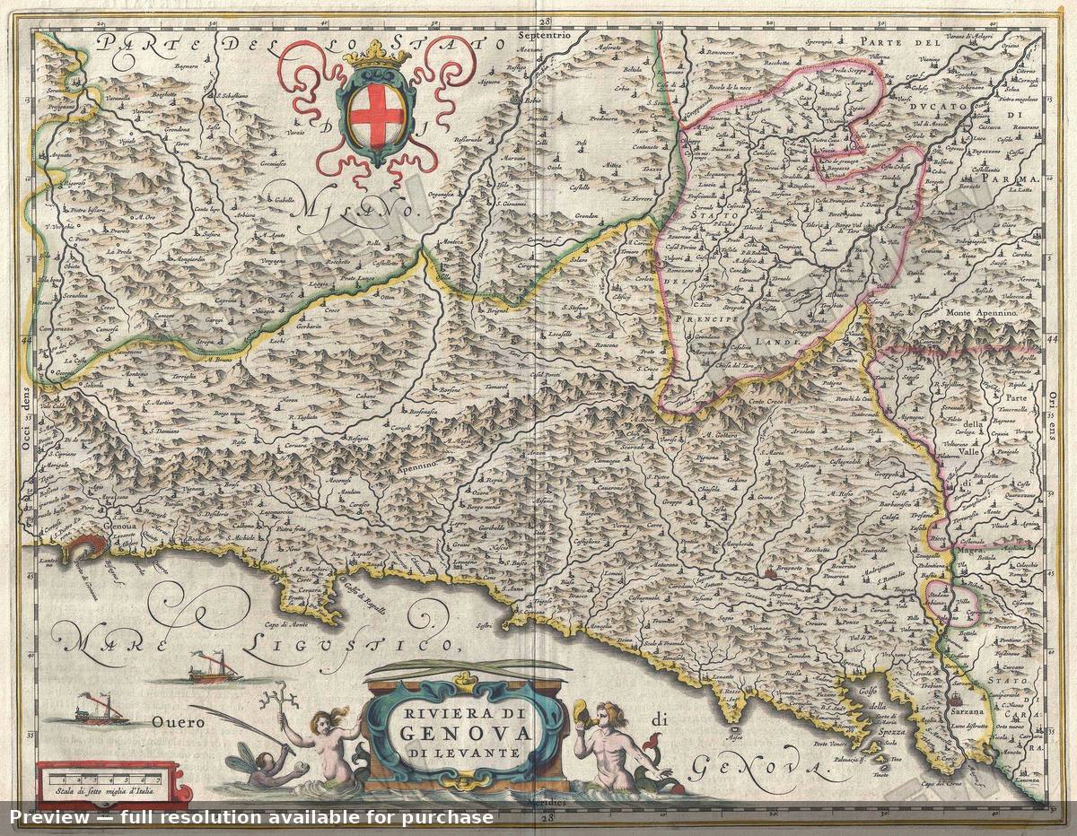 Antique map: Rivieradi Genova, 1646