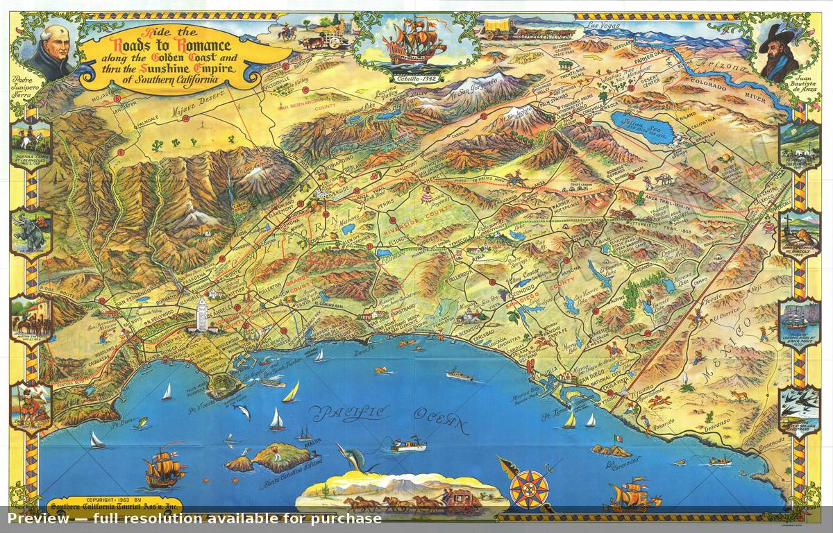 Antique map: Roads To Romance 2, 1963