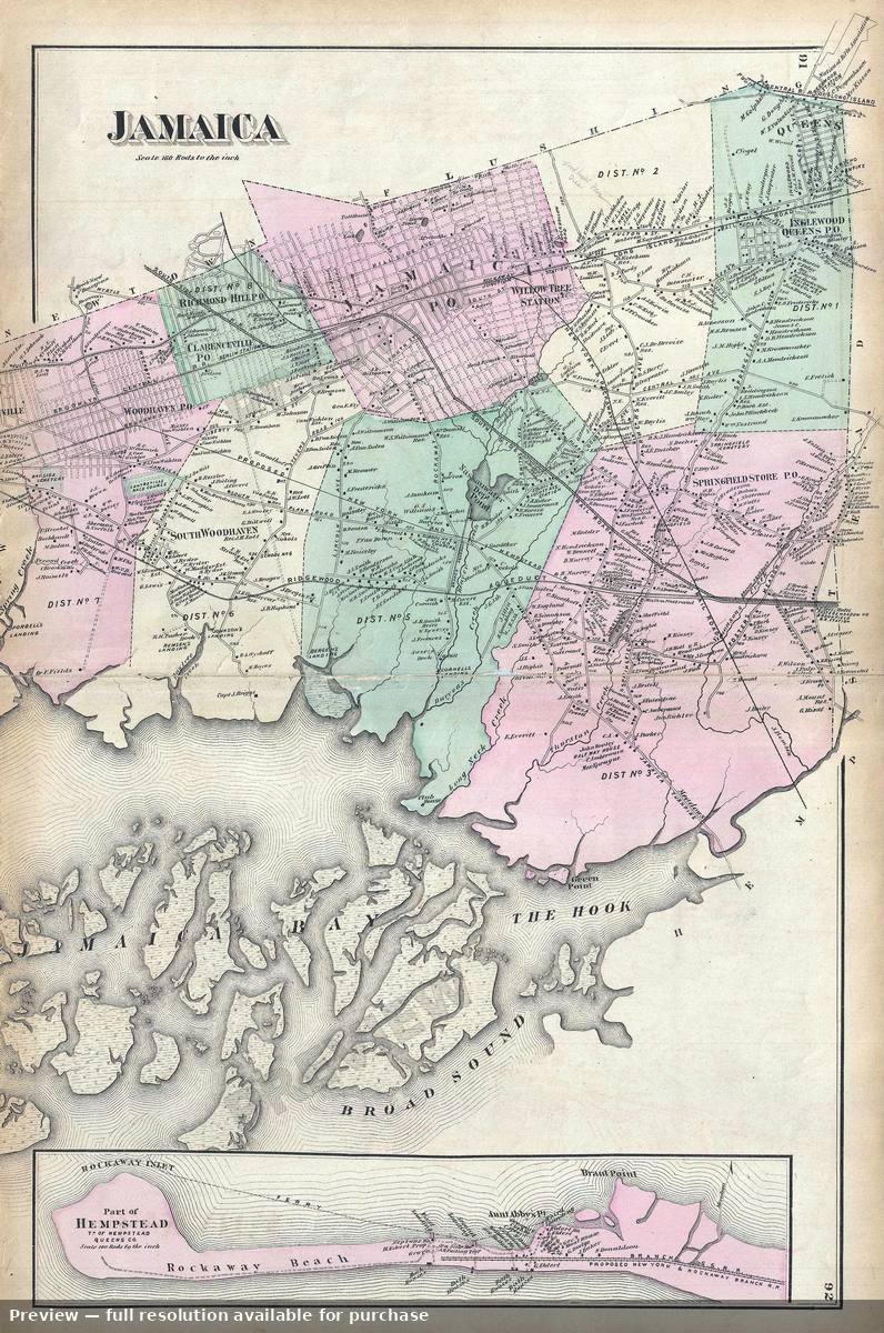 Antique map: Rockaway Beach Jamaica, 1873, 1873