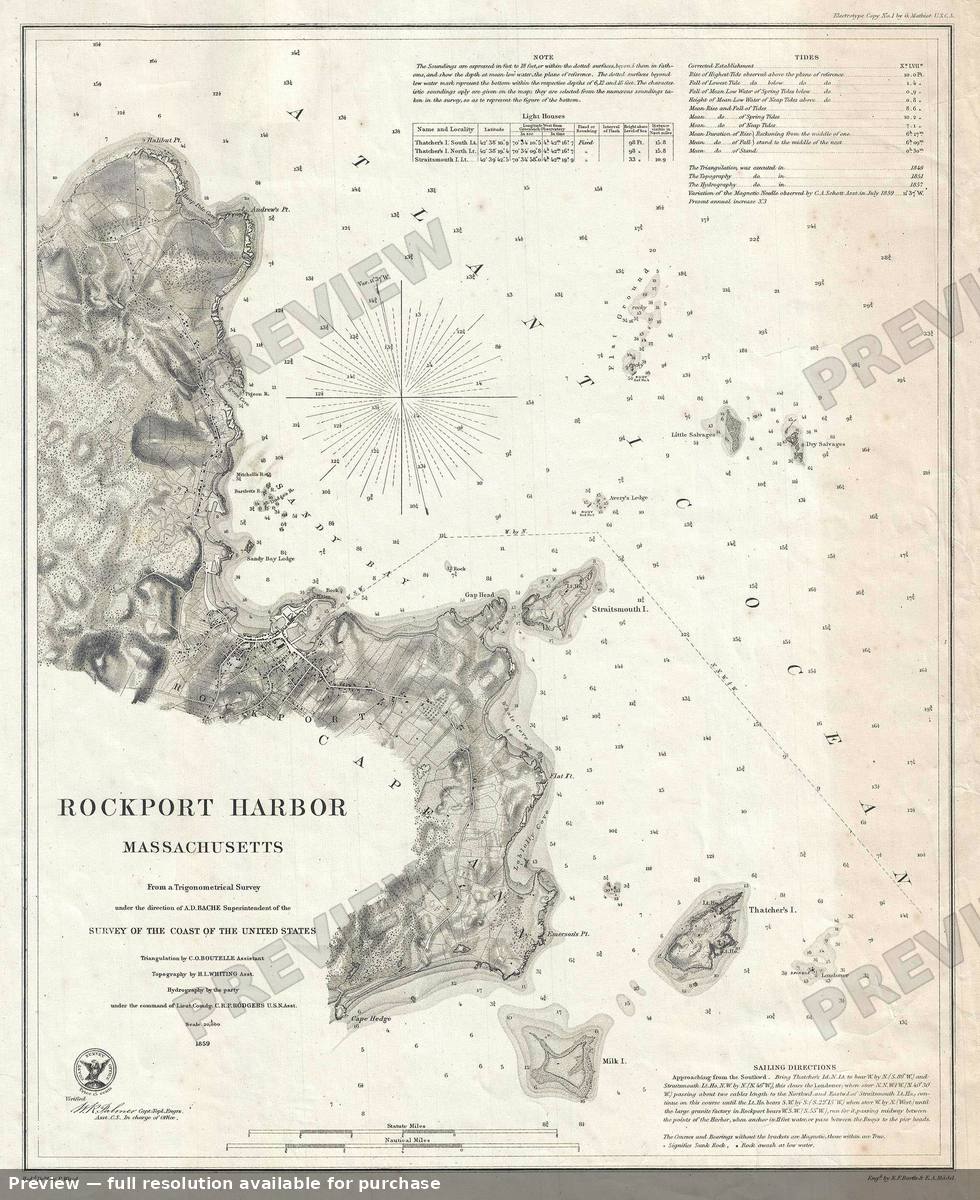 Antique map: Rockport Harbor, 1859, 1859