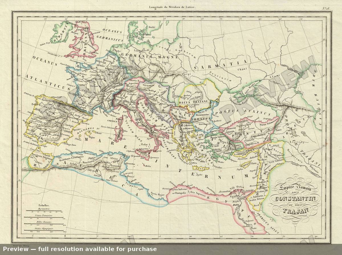 Antique map: Roman Empire, 1837