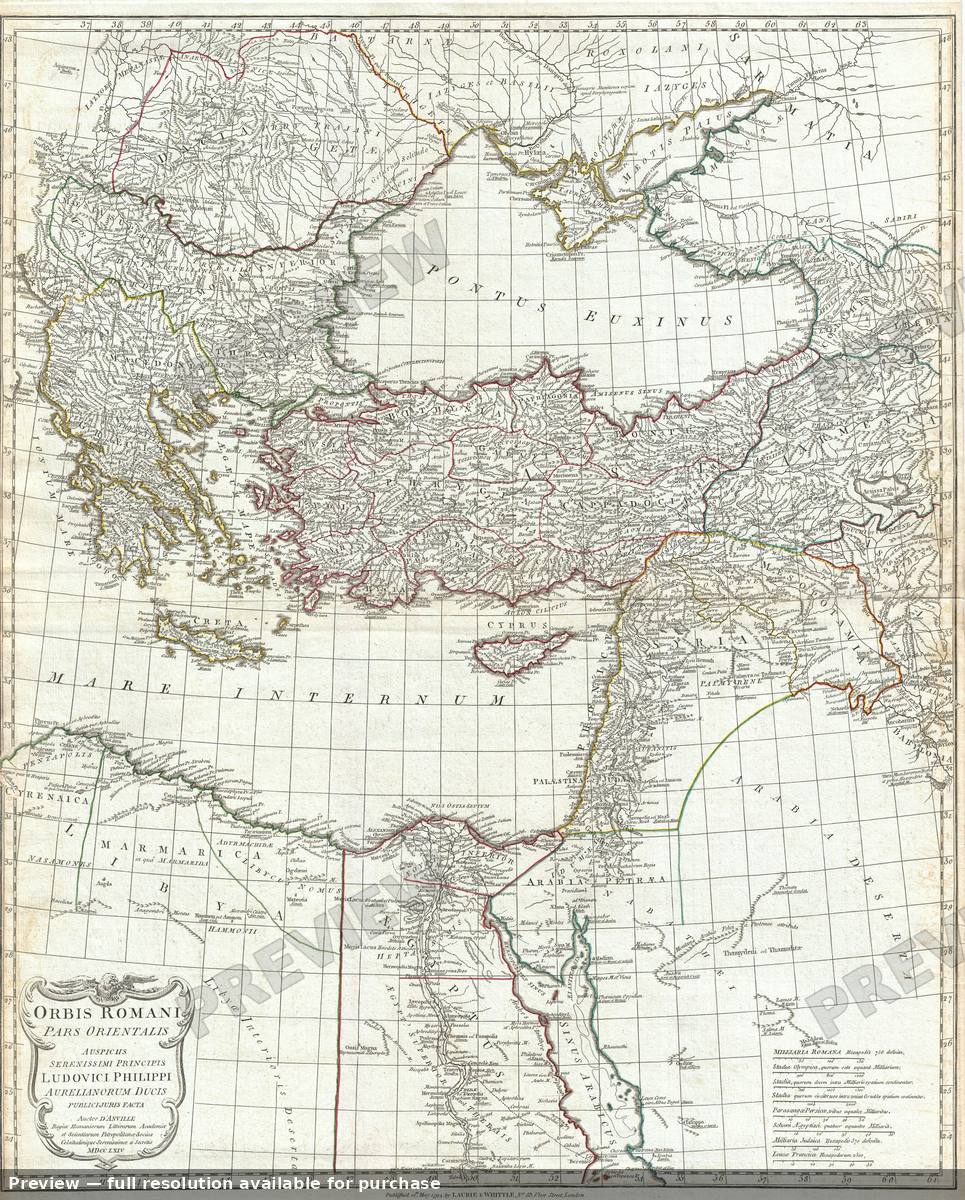 Antique map: Roman Empire East, 1794