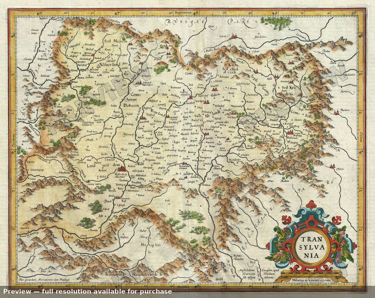 Antique map: Romania, 1606