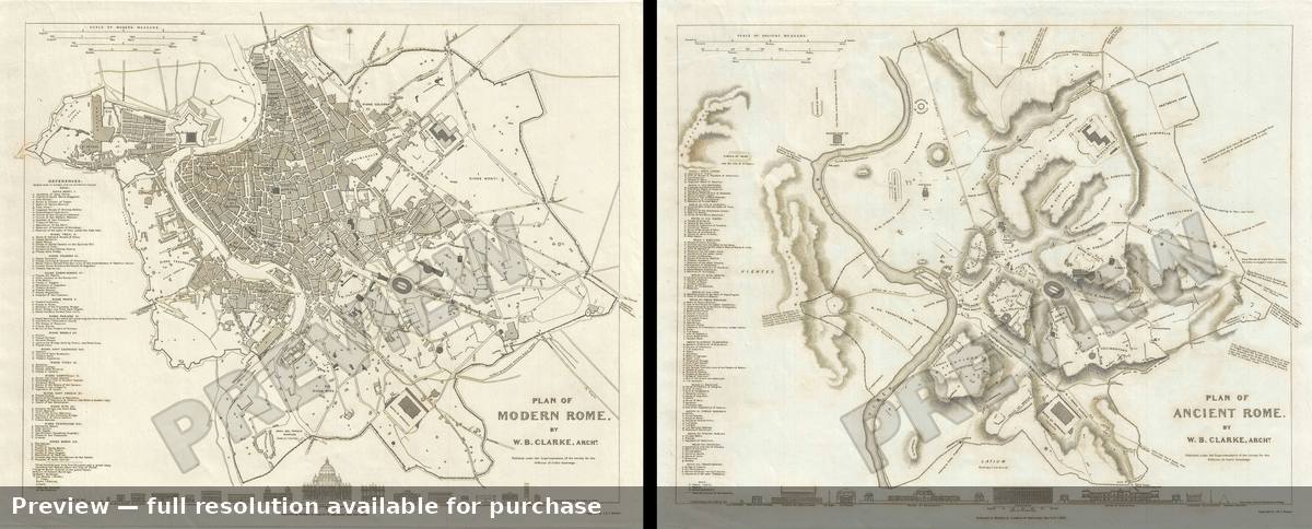 Antique map: Rome Ancient Modern, 1830, 1830