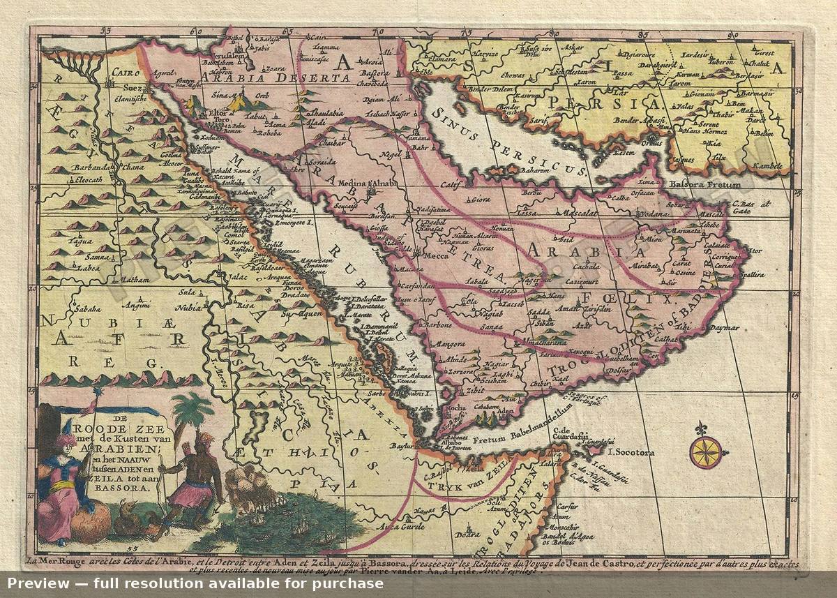 Antique map: Roode Zee Arabien, 1707