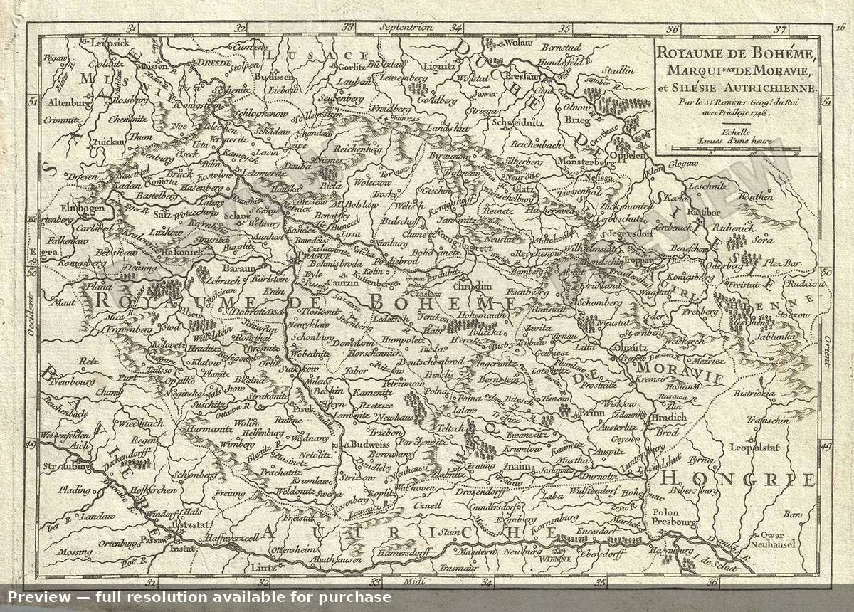 Antique map: Royaume Boheme, 1748, 1748