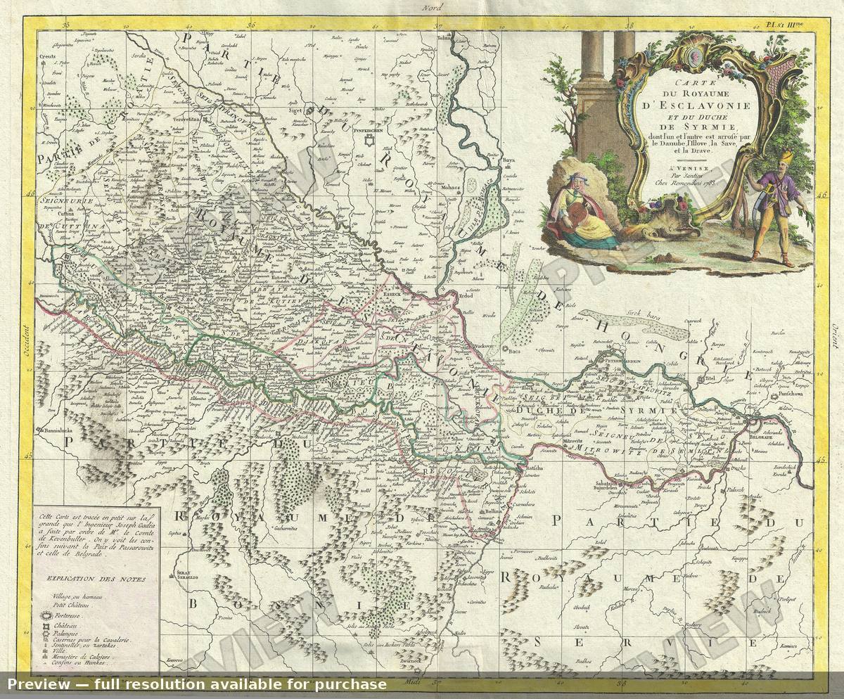 Antique map: Royaume D Esclavonie, 1783