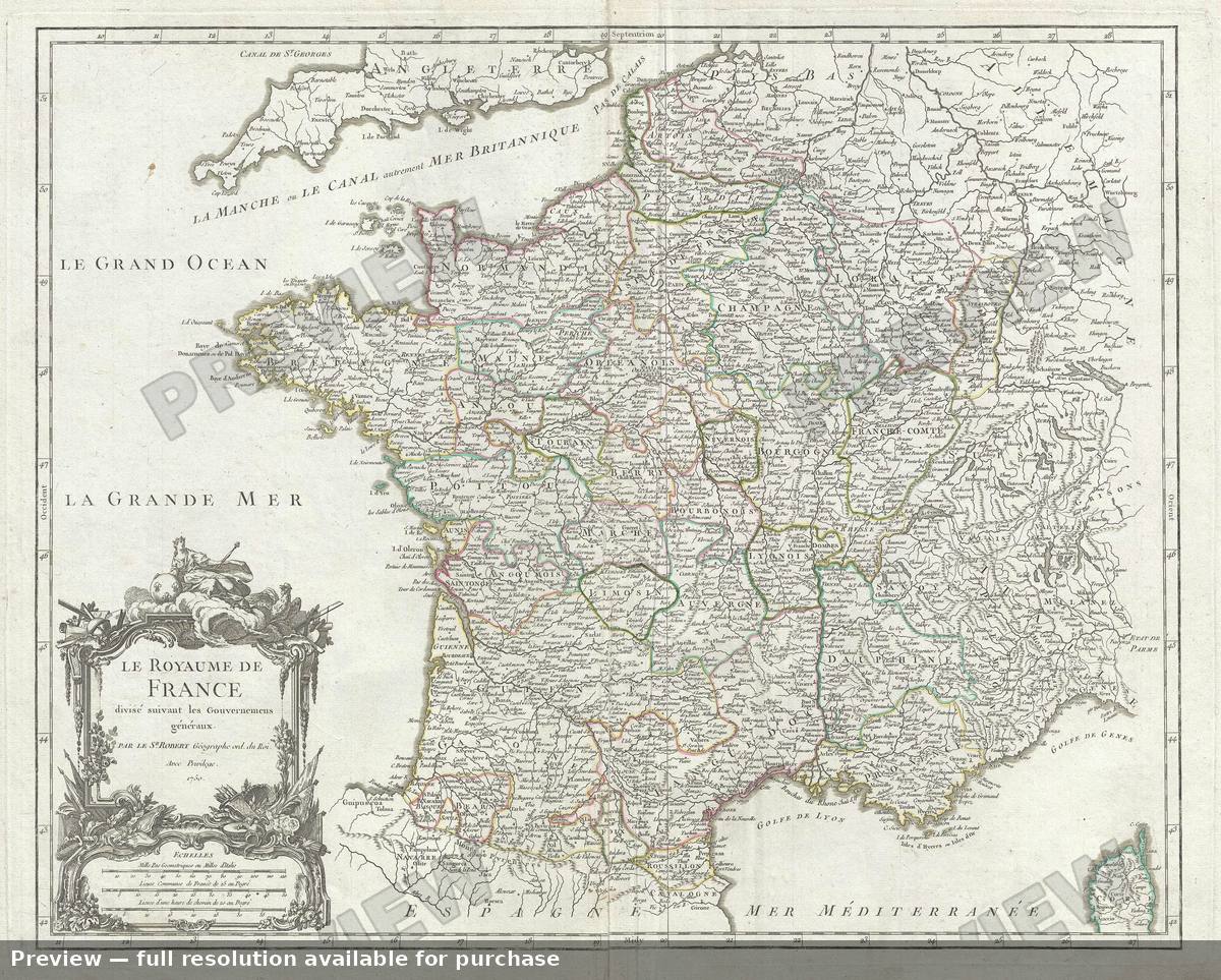 Antique map: Royaume De France, 1757, 1757
