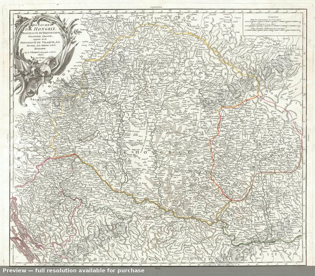 Antique map: Royaume De Hongrie, 1757, 1757