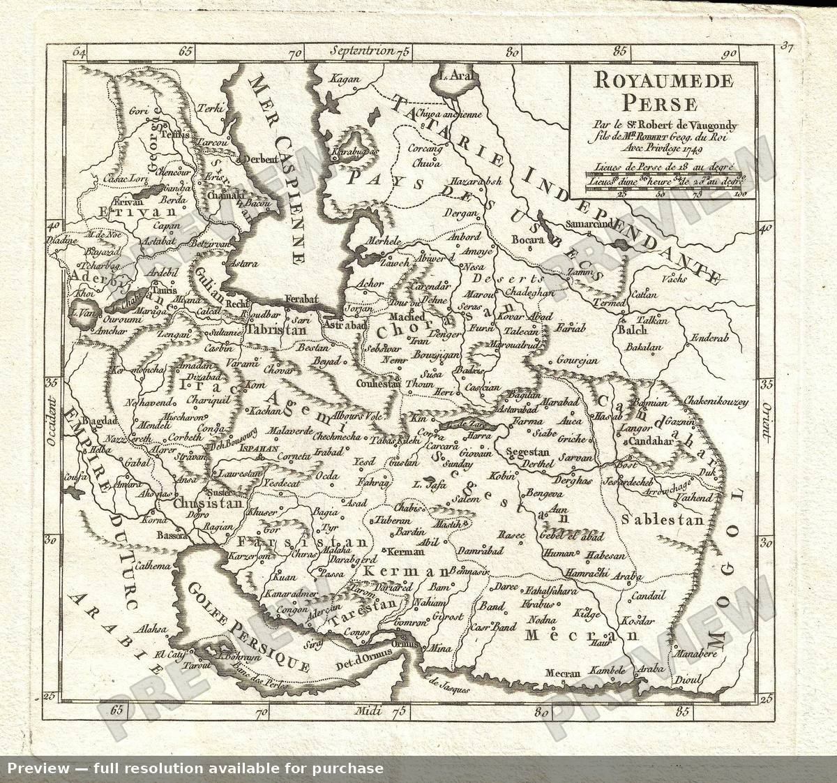 Antique map: Royaume Perse, 1749, 1749