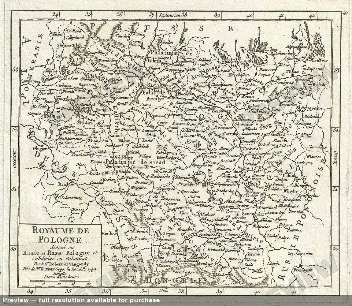 Antique map: Royaume Pologne, 1748, 1748