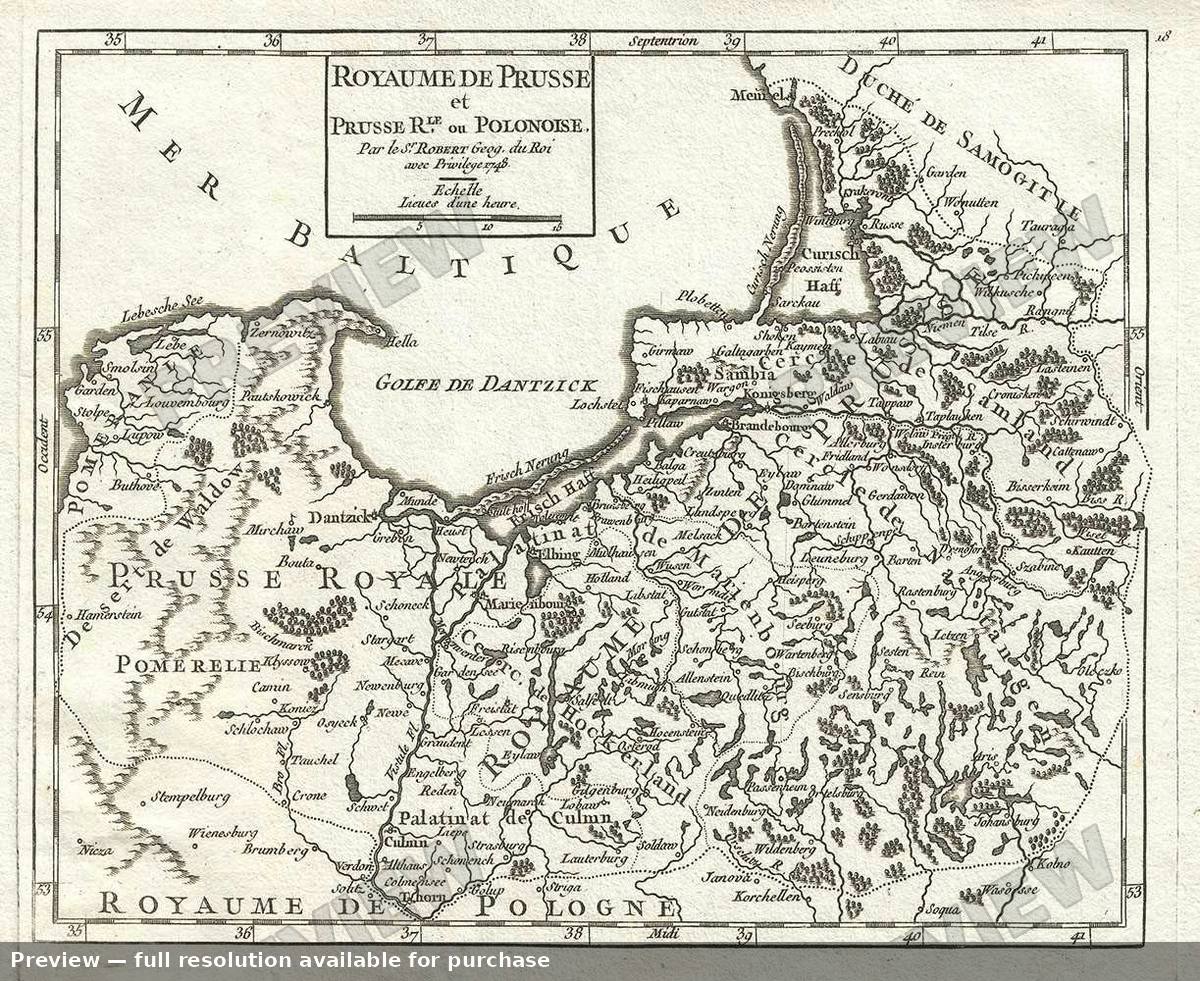 Antique map: Royaume Prusse, 1748, 1748