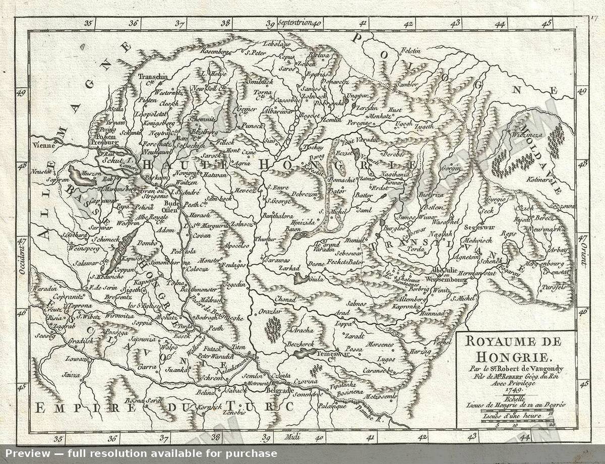 Antique map: Royaumede Hongrie, 1748, 1748