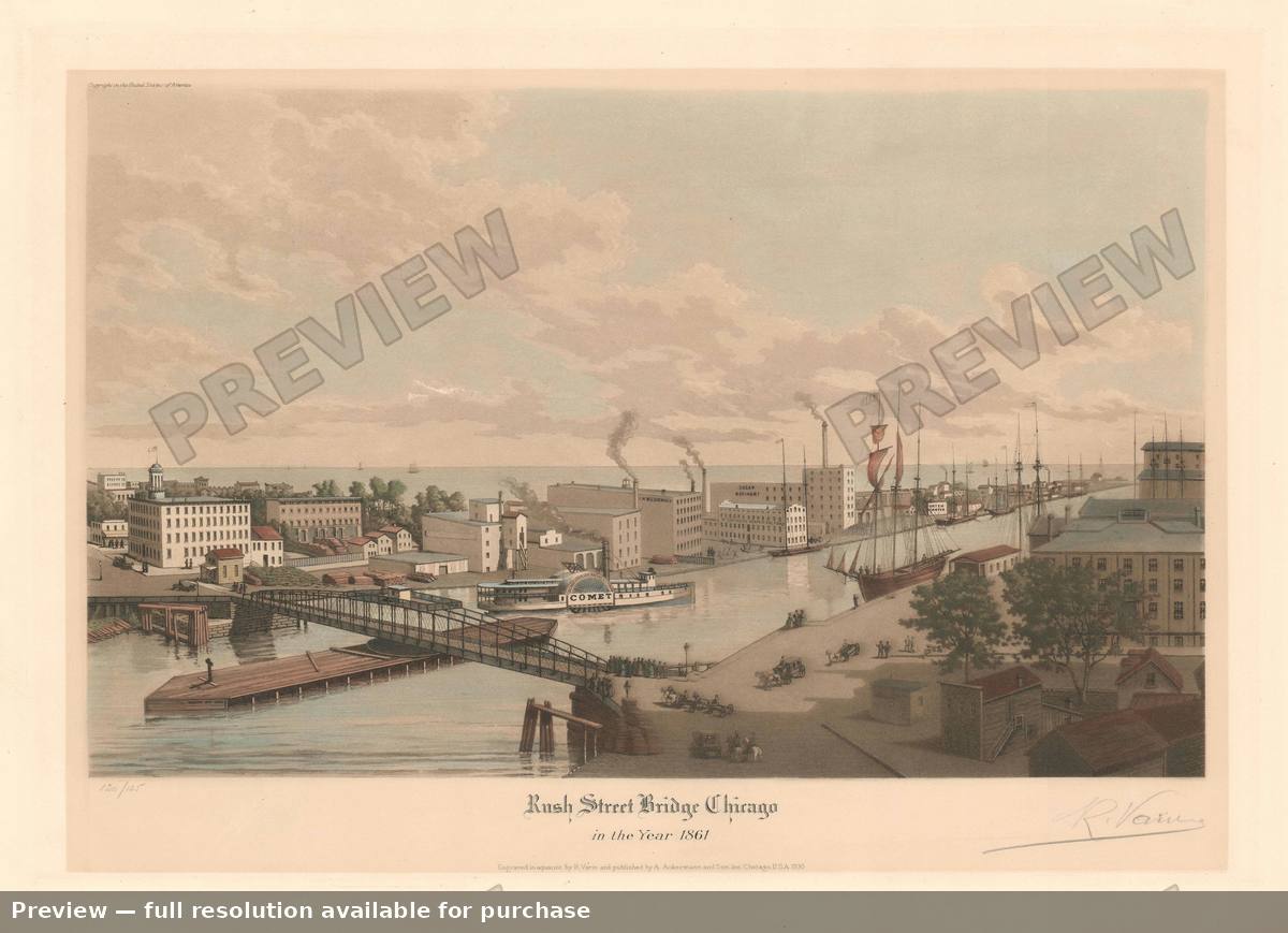 Antique map: Rush Street Bridge, 1930