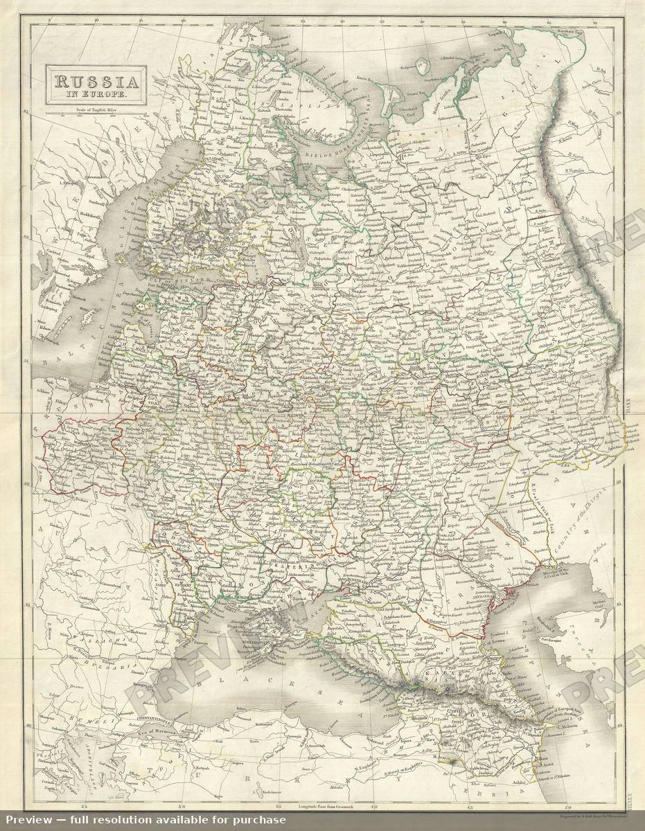 Antique map: Russia, 1844