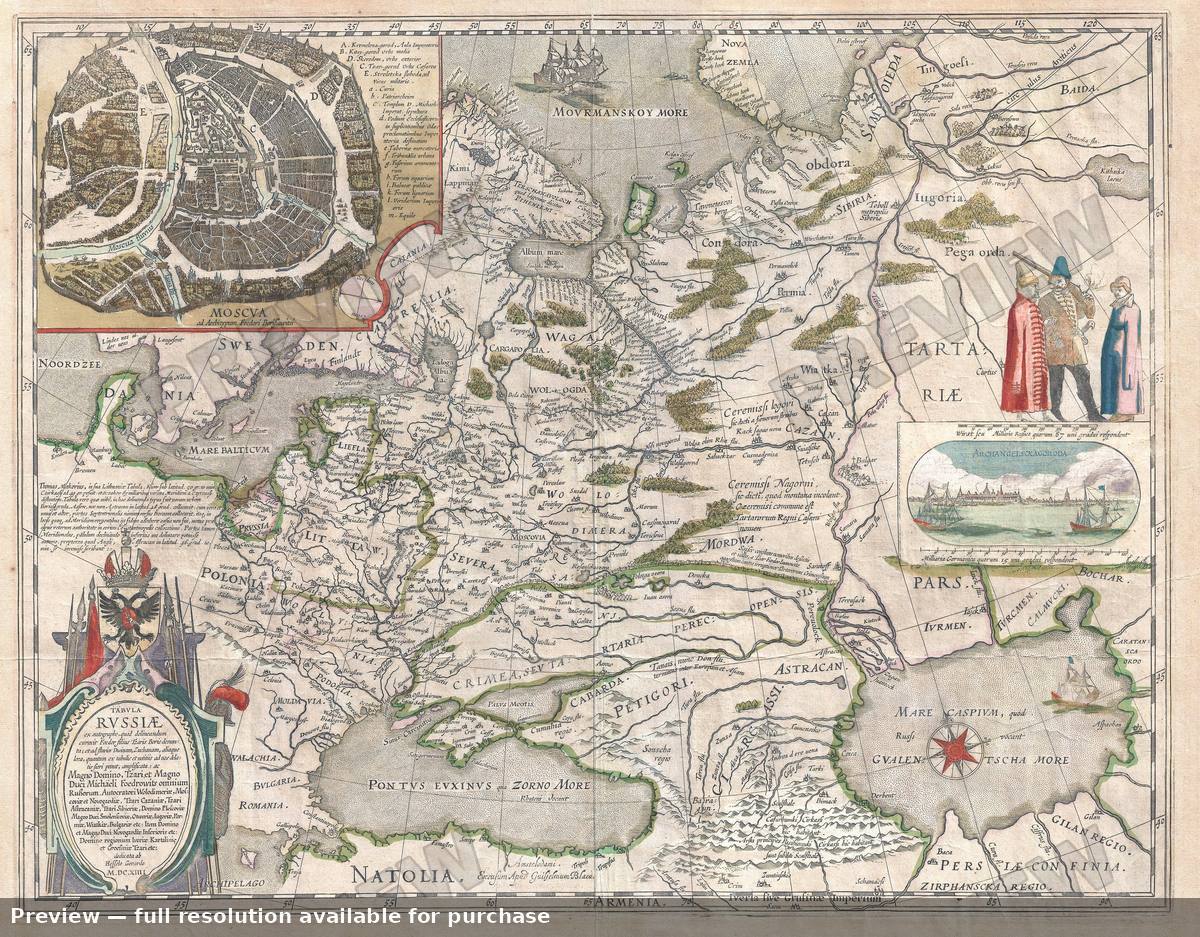 Antique map: Russia, 1632