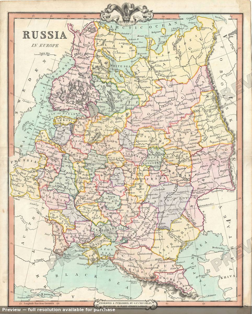 Antique map: Russia, 1850