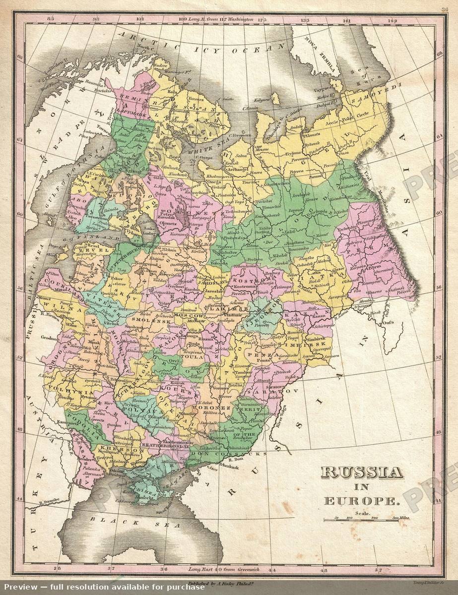 Antique map: Russia, 1827