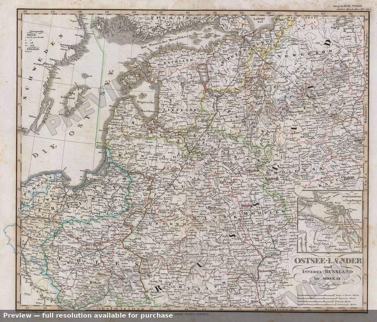 Antique map: Russia, 1854