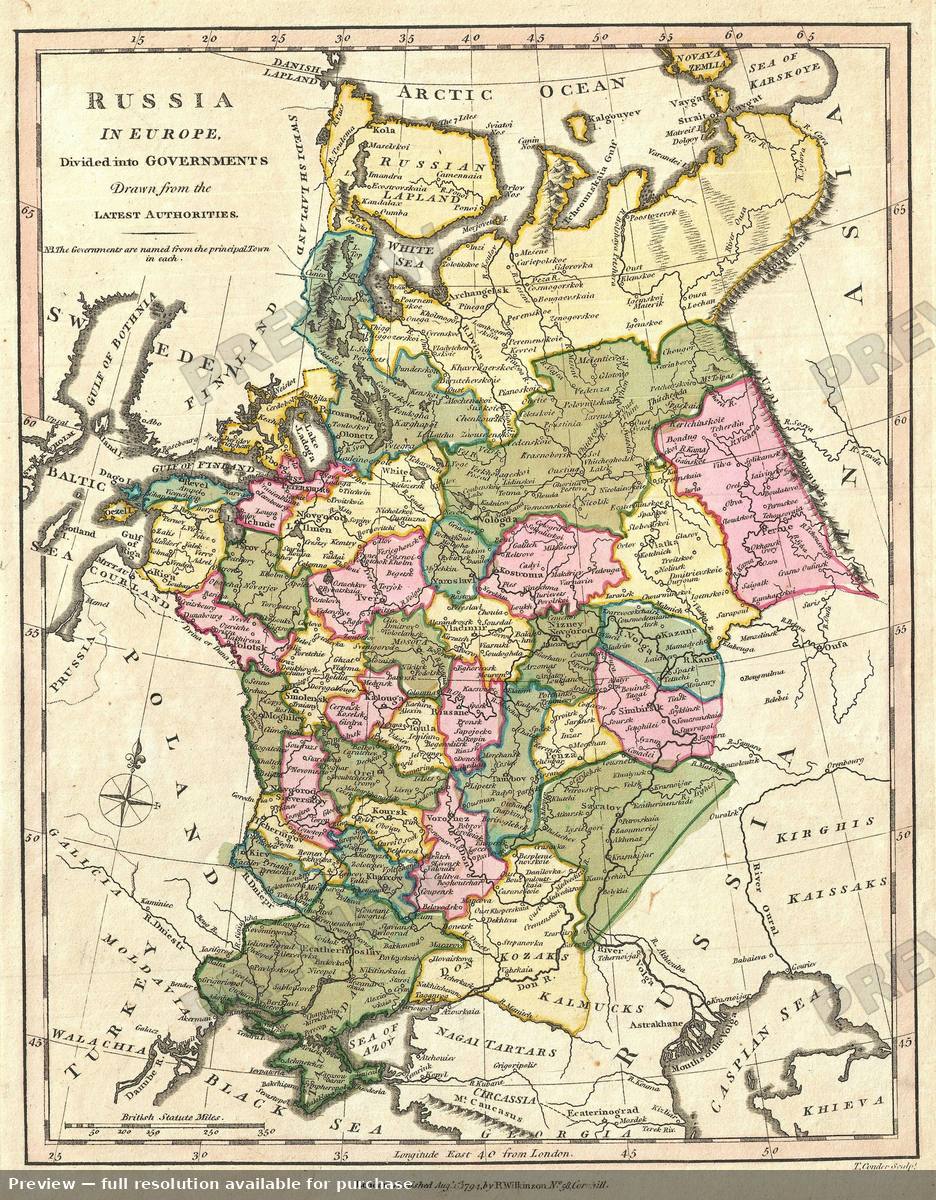 Antique map: Russia, 1794, 1794