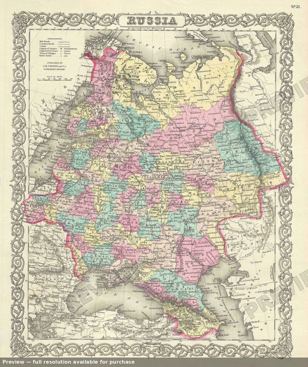 Antique map: Russia 2, 1856