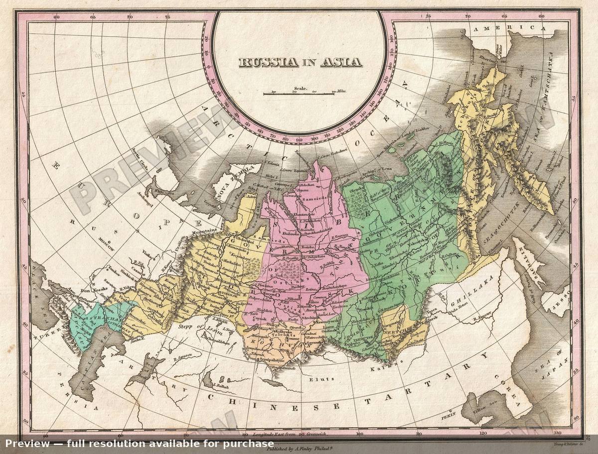 Antique map: Russia Asia, 1827