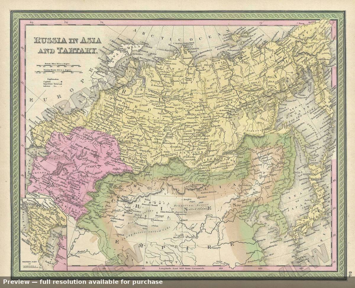 Antique map: Russia Asia, 1849