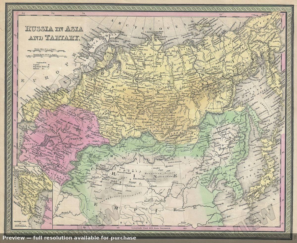 Antique map: Russia Asia, 1850