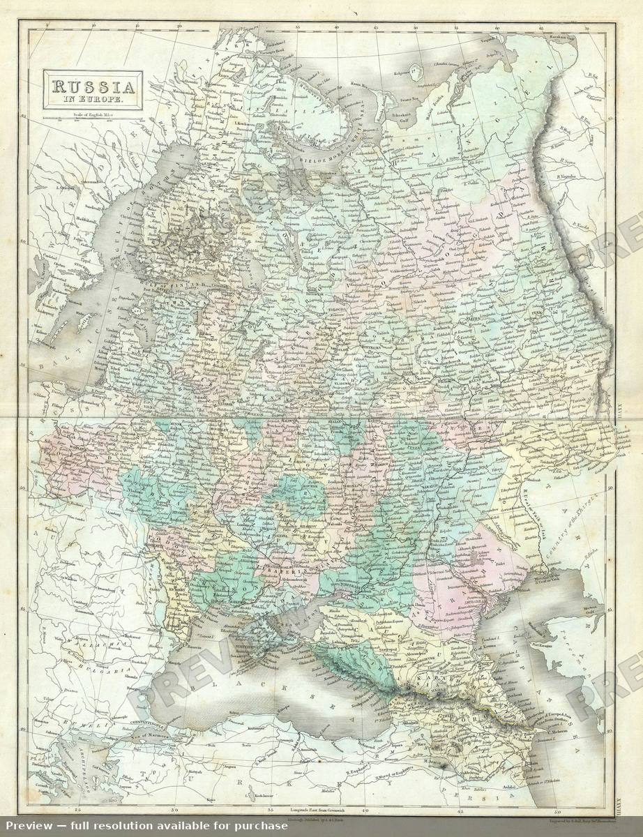 Antique map: Russia Europe, 1851