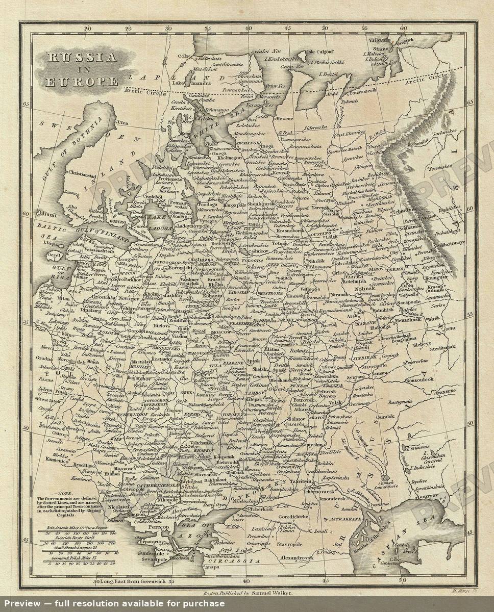 Antique map: Russia Europe, 1828