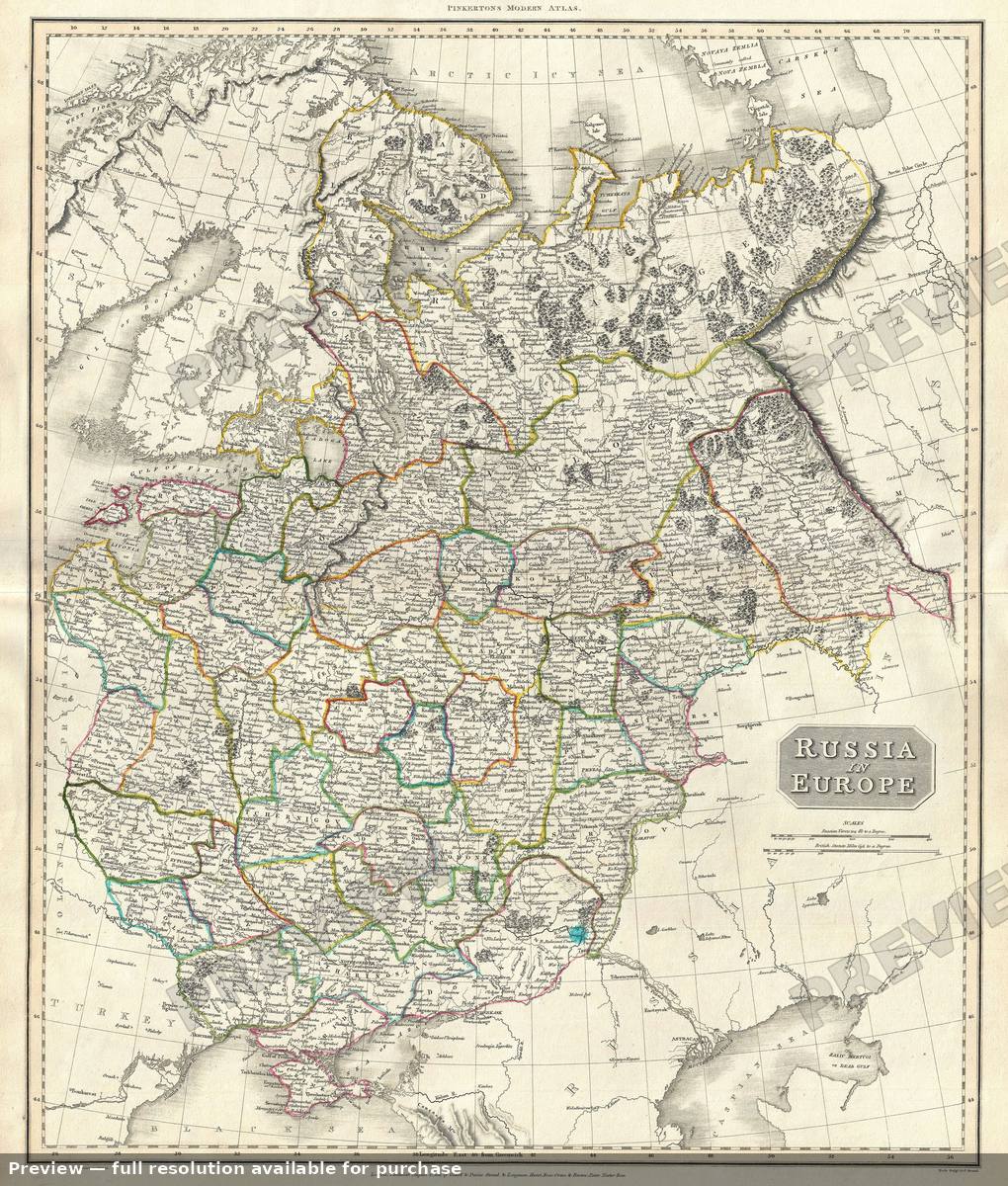 Antique map: Russia Europe, 1811