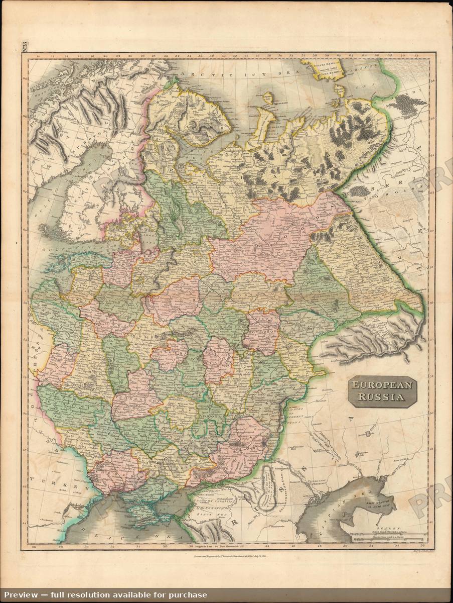 Antique map: Russia European, 1815, 1815