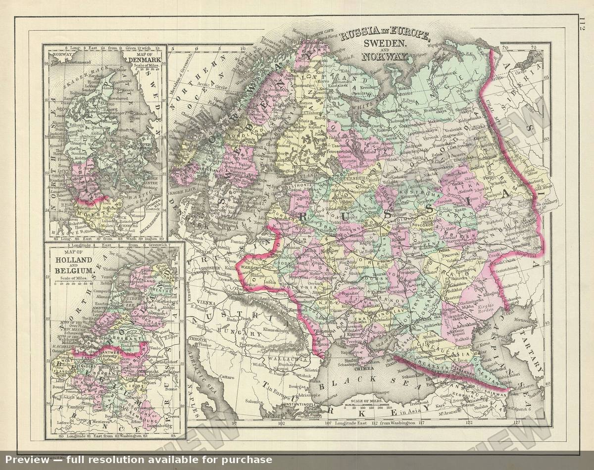 Antique map: Russia Sweden Norway, 1887